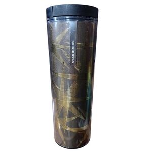 Starbucks 2013 Holiday Stars Gold Tone 16oz Travel Tumbler